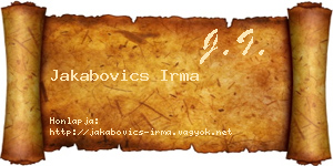 Jakabovics Irma névjegykártya